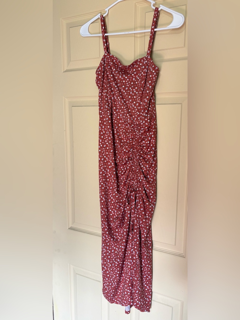 Hollister Rust Red Maxi Skirt with White Floral Print